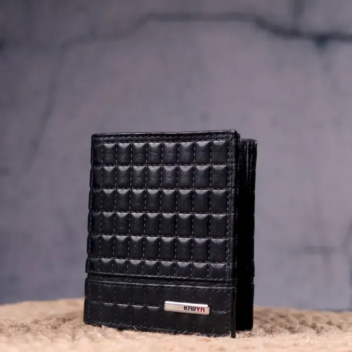 Стильне портмоне для чоловіків із фактурної натуральної шкіри KARYA 21321 Чорний