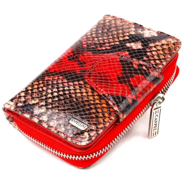 Стильне портмоне для жінок з монетницею на блискавці з натуральної фактурної шкіри CANPELLINI 21605