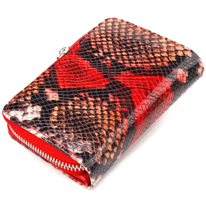 Стильне портмоне для жінок з монетницею на блискавці з натуральної фактурної шкіри CANPELLINI 21605