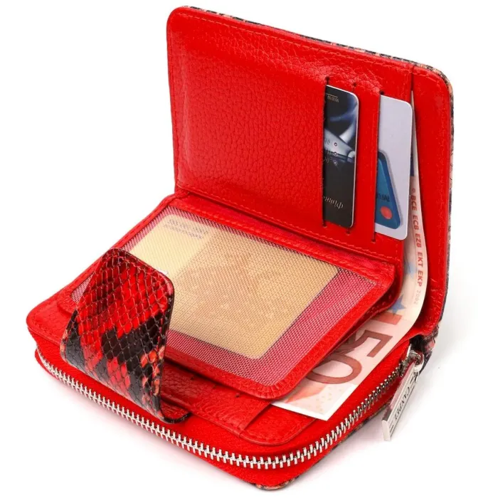 Стильне портмоне для жінок з монетницею на блискавці з натуральної фактурної шкіри CANPELLINI 21605