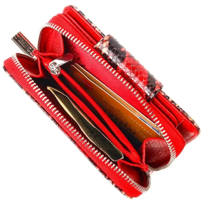 Стильне портмоне для жінок з монетницею на блискавці з натуральної фактурної шкіри CANPELLINI 21605