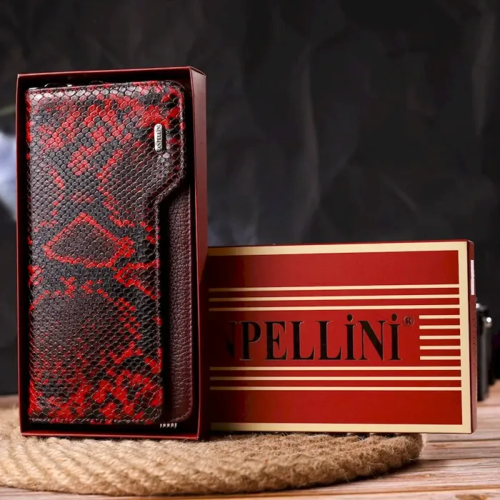 Стильне портмоне клатч з натуральної шкіри з тисненням під змію CANPELLINI 21538