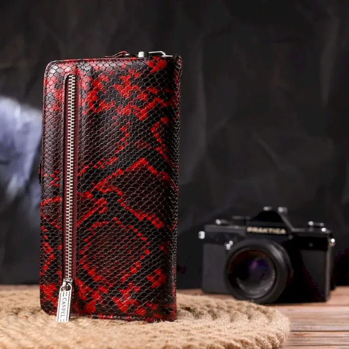 Стильне портмоне клатч з натуральної шкіри з тисненням під змію CANPELLINI 21538