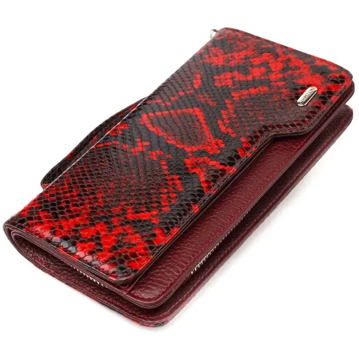 Стильне портмоне клатч з натуральної шкіри з тисненням під змію CANPELLINI 21538