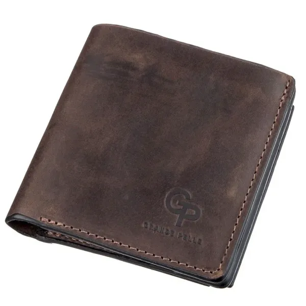 Стильне портмоне унісекс з накладною монетницею GRANDE PELLE 11223 Коричневе