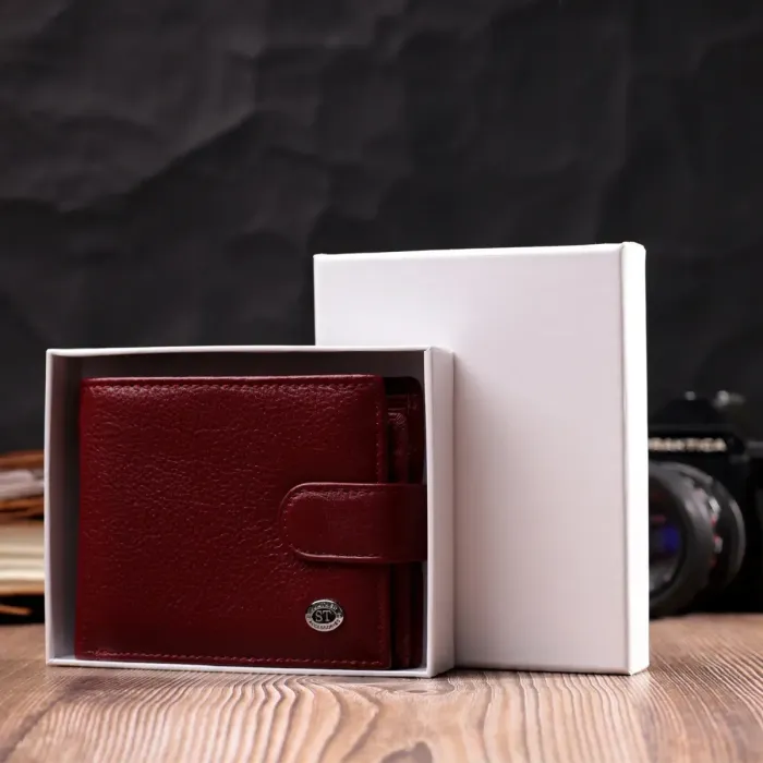 Стильное женское портмоне с блоком для карт из натуральной кожи ST Leather 19472 Бордовый