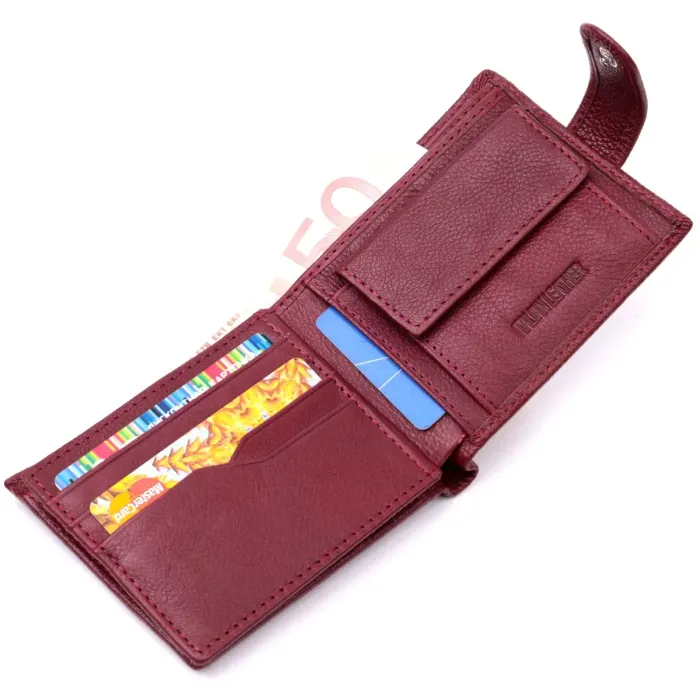 Стильное женское портмоне с блоком для карт из натуральной кожи ST Leather 19472 Бордовый