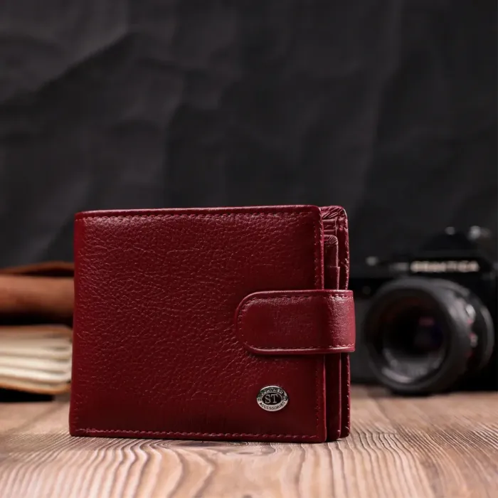 Стильное женское портмоне с блоком для карт из натуральной кожи ST Leather 19472 Бордовый