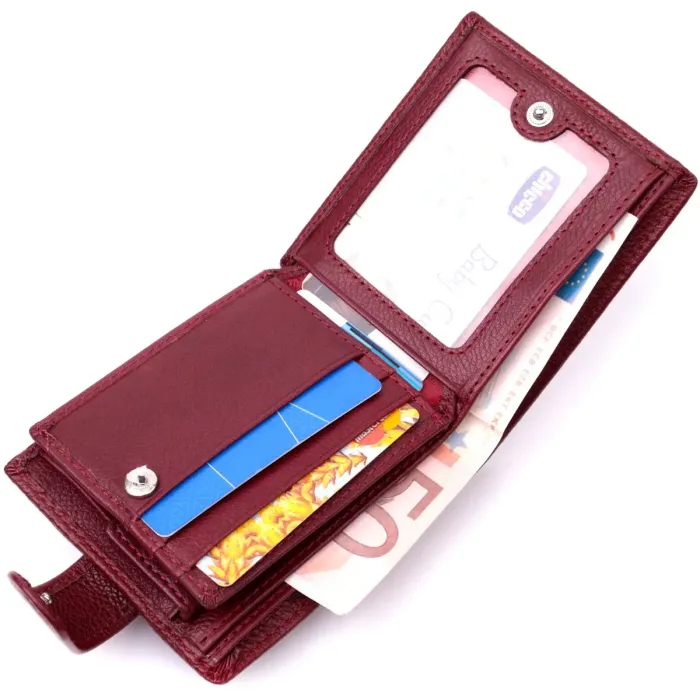 Стильное женское портмоне с блоком для карт из натуральной кожи ST Leather 19472 Бордовый