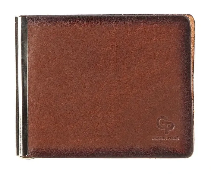 Стильний шкіряний затискач для банкнот GRANDE PELLE 00233