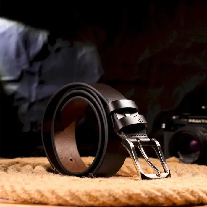 Стильный брючный мужской ремень из натуральной кожи Grande Pelle 21449 Коричневый