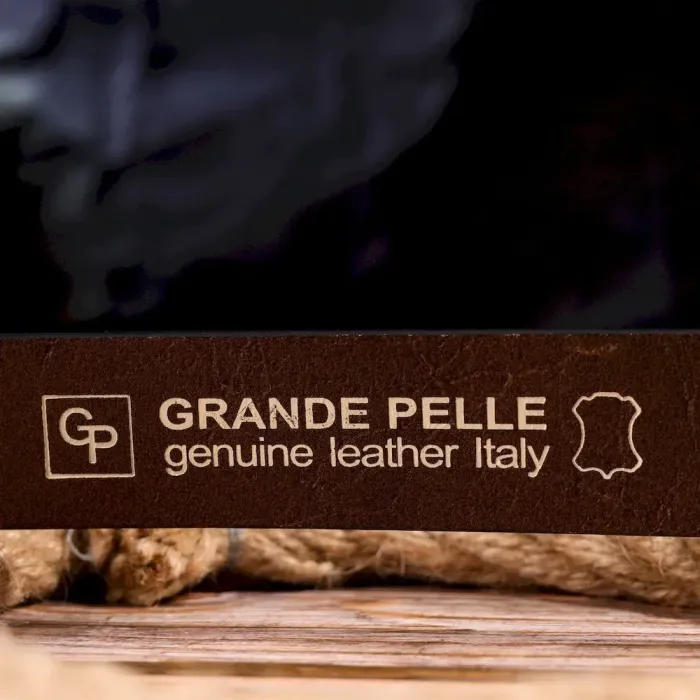Стильный брючный мужской ремень из натуральной кожи Grande Pelle 21449 Коричневый