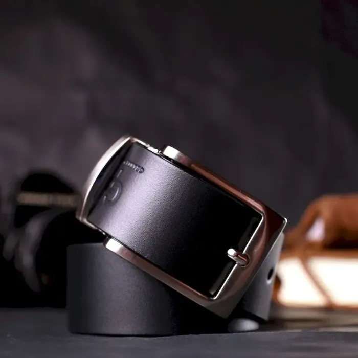 Стильний ремінь для чоловіків з натуральної шкіри GRANDE PELLE 11675 Чорний