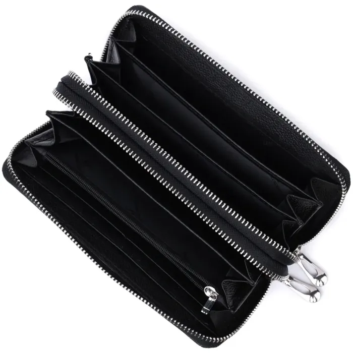 Стильний фактурний клатч на два відділення з лакованої шкіри ST Leather 22693 Чорний