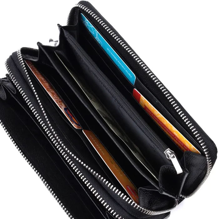 Стильний фактурний клатч на два відділення з лакованої шкіри ST Leather 22693 Чорний