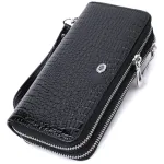 Стильний фактурний клатч на два відділення з лакованої шкіри ST Leather 22693 Чорний
