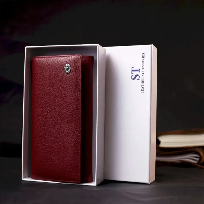 Стильний та жіночний гаманець із натуральної шкіри ST Leather 19429 Бордовий