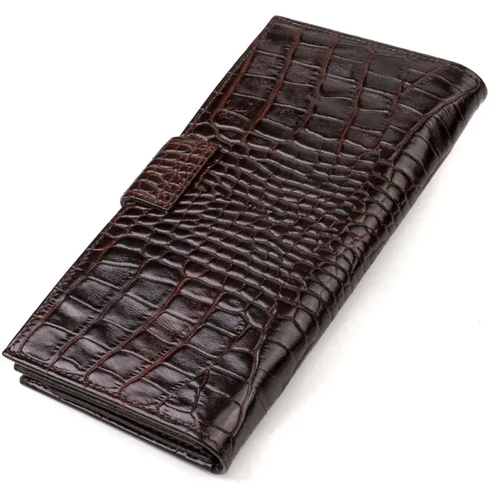 Стильный кошелек для мужчин из натуральной кожи с тиснением под крокодила CANPELLINI 21915 Коричневый