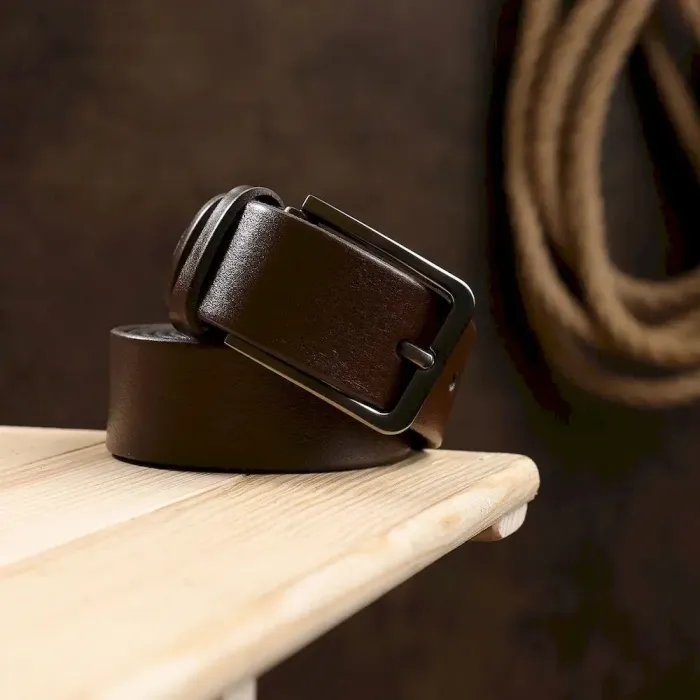 Стильный кожаный мужской ремень батал Vintage 20713 Коричневый