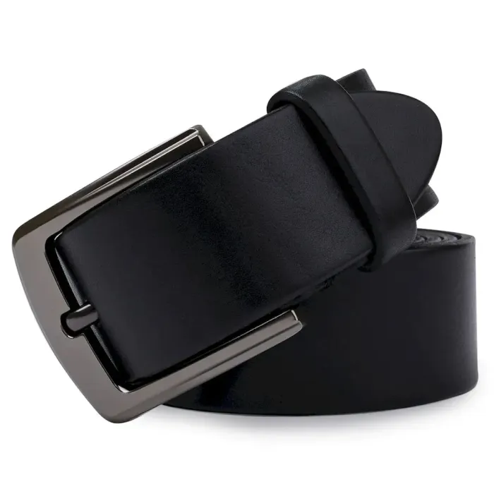Стильный кожаный мужской ремень Vintage 20747 Черный