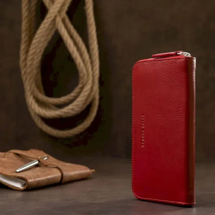 Стильний шкіряний жіночий гаманець GRANDE PELLE 11563 Червоний