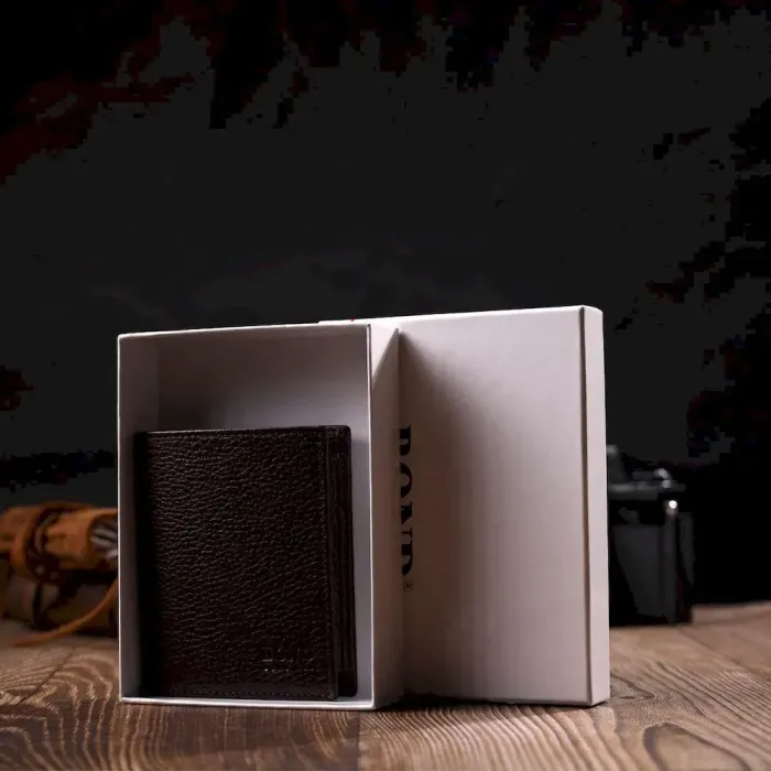 Стильний чоловічий гаманець з натуральної шкіри невеликого розміру BOND 21993 Коричневий