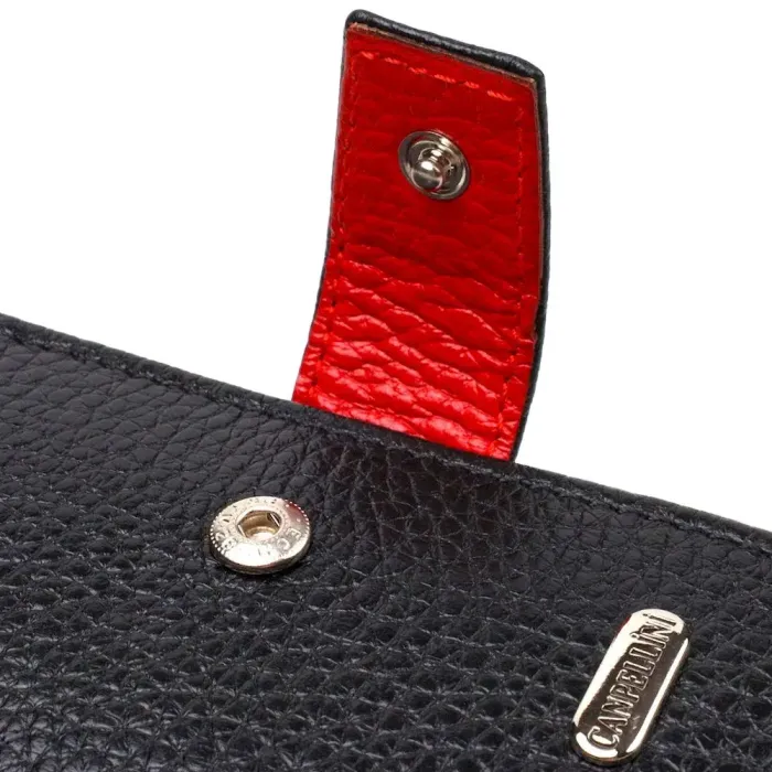 Стильний чоловічий гаманець у комбінації двох кольорів із натуральної зернистої шкіри CANPELLINI 21728 Чорний