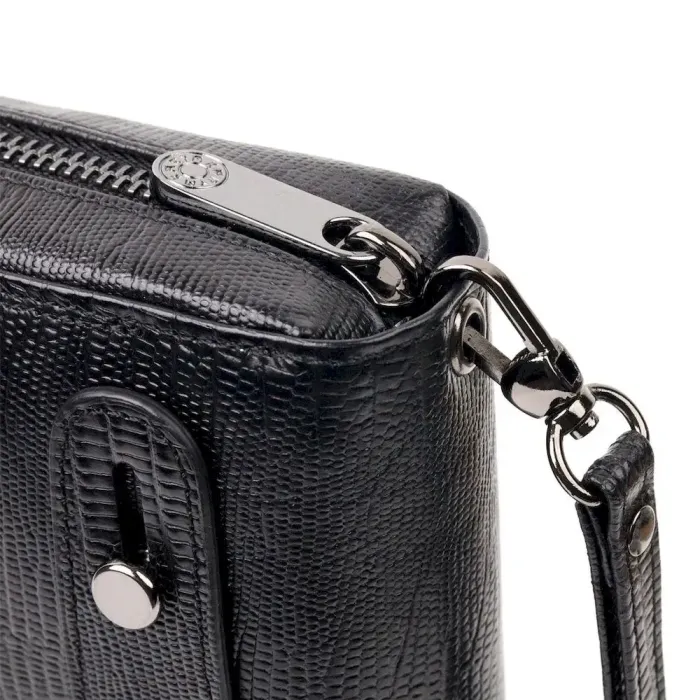 Стильный мужской клатч из фактурной кожи KARYA 20855 Черный