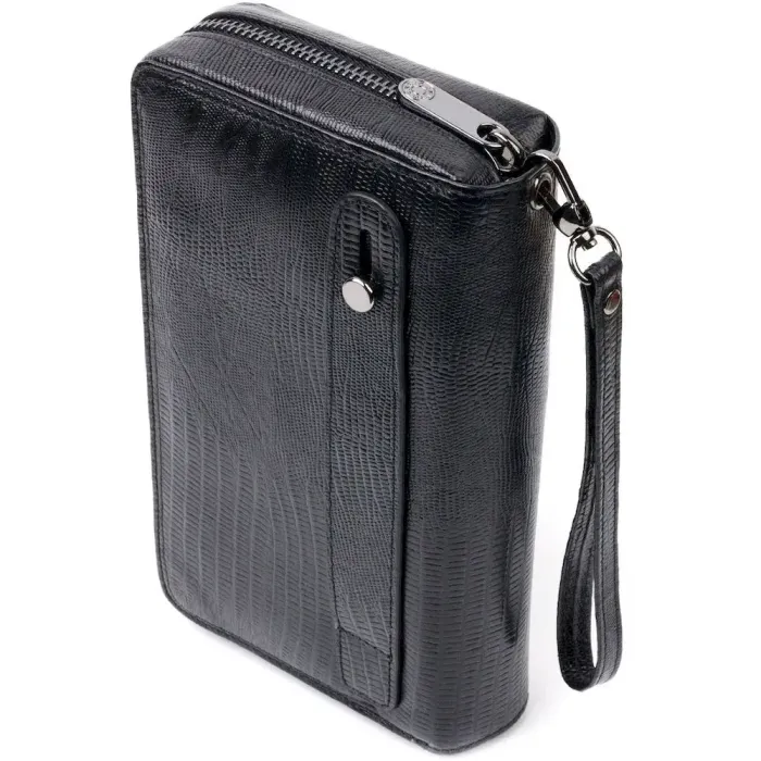 Стильный мужской клатч из фактурной кожи KARYA 20855 Черный