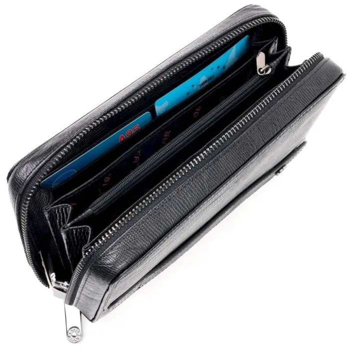 Стильный мужской клатч из фактурной кожи KARYA 20855 Черный