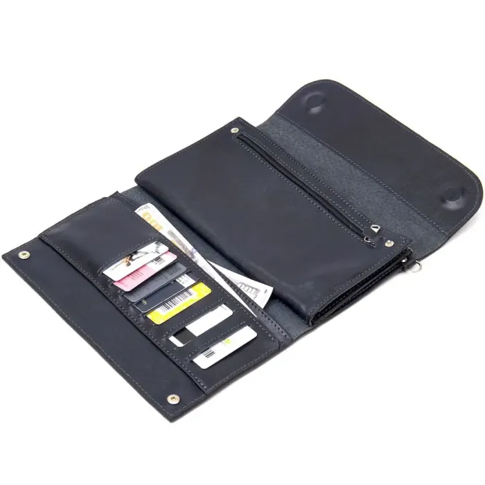 Стильний чоловічий клатч із натуральної шкіри GRANDE PELLE 11427 Темно-синій