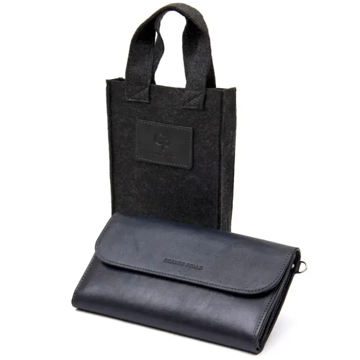 Стильний чоловічий клатч із натуральної шкіри GRANDE PELLE 11427 Темно-синій