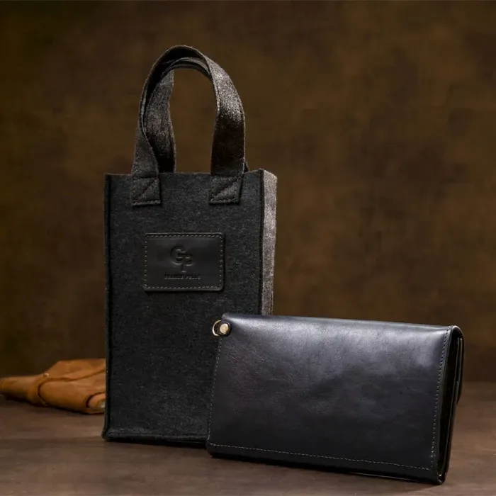 Стильний чоловічий клатч із натуральної шкіри GRANDE PELLE 11427 Темно-синій