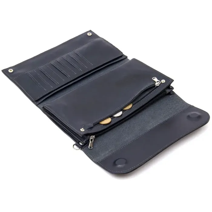 Стильний чоловічий клатч із натуральної шкіри GRANDE PELLE 11427 Темно-синій