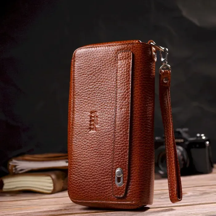 Стильний чоловічий клатч із натуральної шкіри KARYA 21947 Коричневий