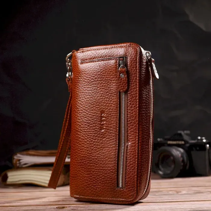 Стильний чоловічий клатч із натуральної шкіри KARYA 21947 Коричневий