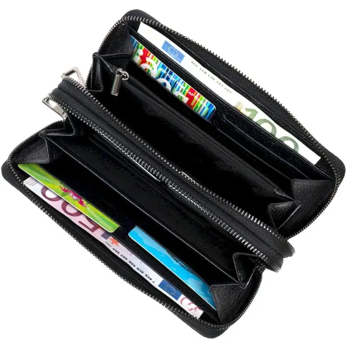 Стильний чоловічий клатч із двома відділеннями з натуральної шкіри з тисненням під крокодила BOND 22026 Чорний