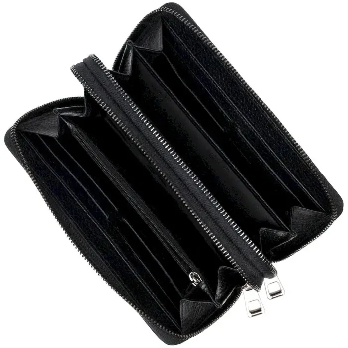 Стильний чоловічий клатч із двома відділеннями з натуральної шкіри з тисненням під крокодила BOND 22026 Чорний