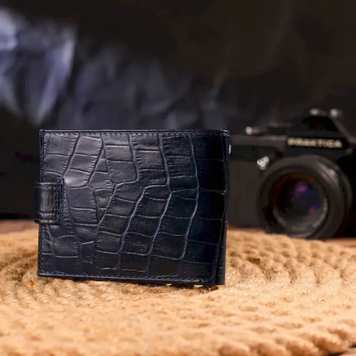 Стильный мужской кошелек из натуральной фактурной кожи CANPELLINI 21514 Синий