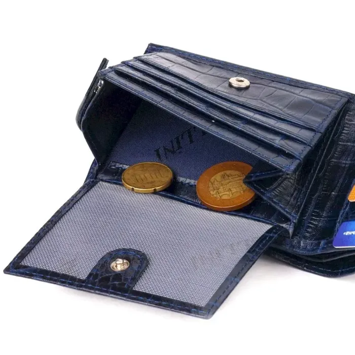Стильный мужской кошелек из натуральной фактурной кожи CANPELLINI 21514 Синий