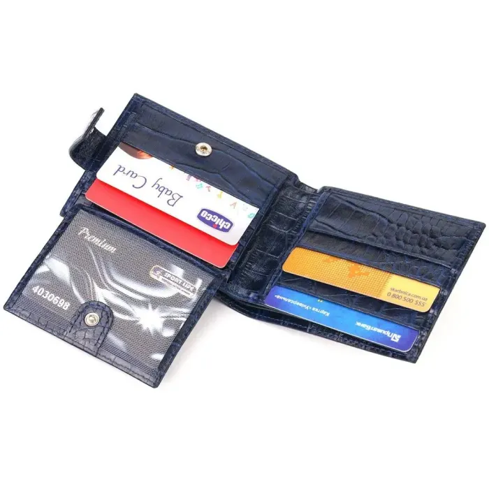 Стильный мужской кошелек из натуральной фактурной кожи CANPELLINI 21514 Синий