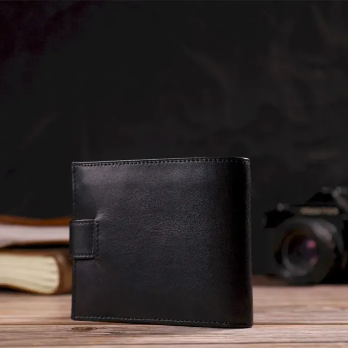 Стильний чоловічий гаманець з натуральної гладкої шкіри CANPELLINI 21880 Чорний
