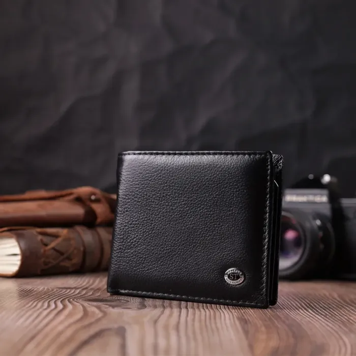 Стильний чоловічий гаманець із натуральної шкіри ST Leather 22457 Чорний