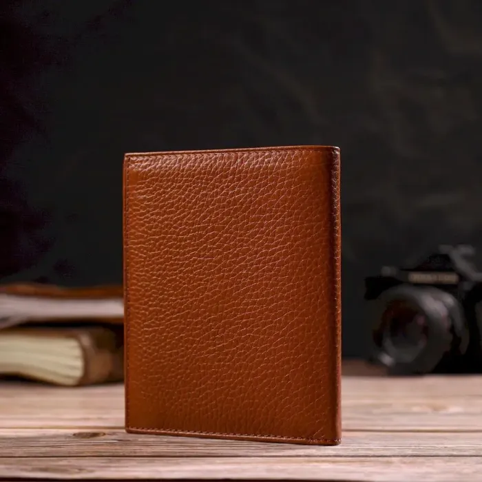 Стильний чоловічий гаманець вертикального формату з натуральної шкіри CANPELLINI 21754 Рудий