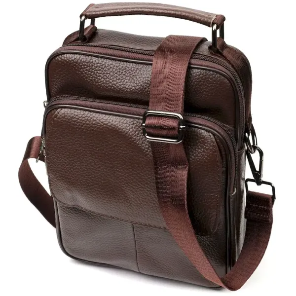 Стильний чоловічий месенджер з натуральної шкіри Vintage 21949