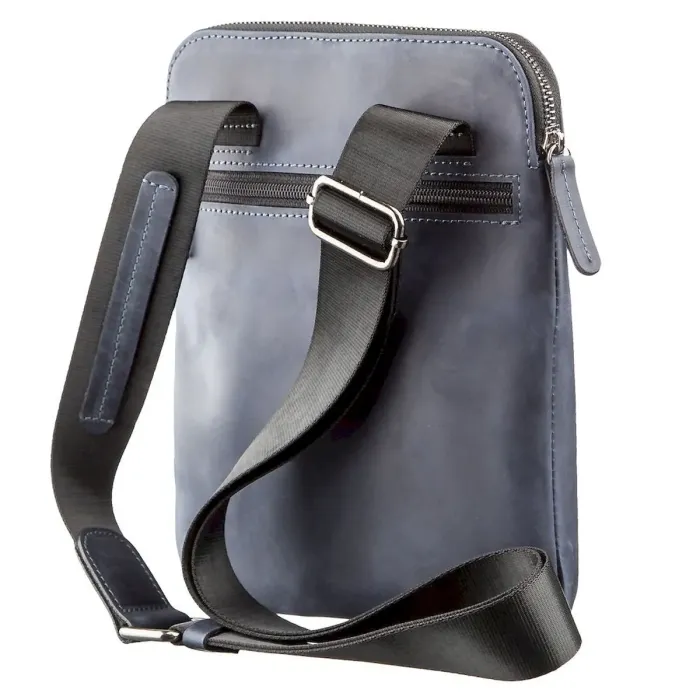 Стильний чоловічий месенджер із вінтажної шкіри Shvigel 11179 Синій