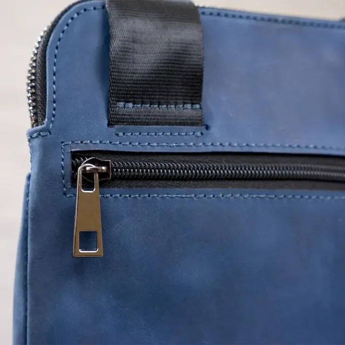 Стильний чоловічий месенджер із вінтажної шкіри Shvigel 11179 Синій