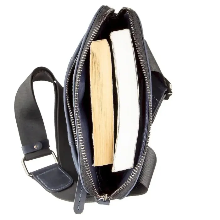 Стильний чоловічий месенджер із вінтажної шкіри Shvigel 11179 Синій