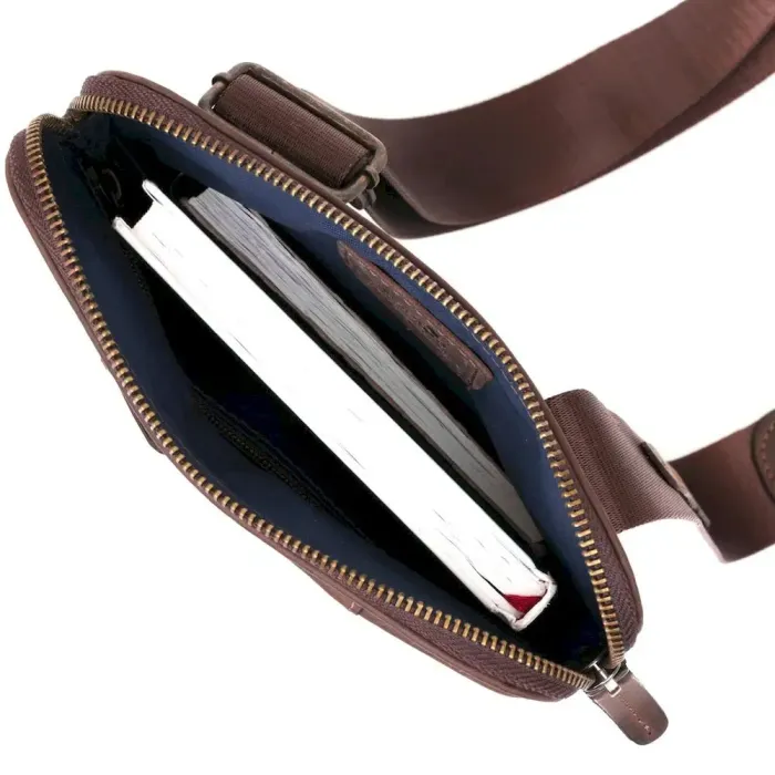 Стильний чоловічий месенджер із вінтажної шкіри Shvigel 11180 Коричневий