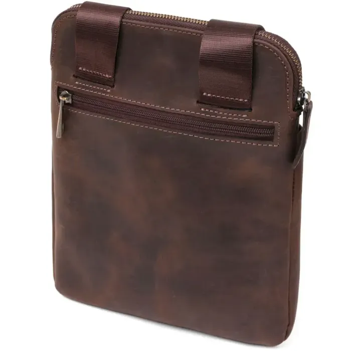 Стильний чоловічий месенджер із вінтажної шкіри Shvigel 11180 Коричневий